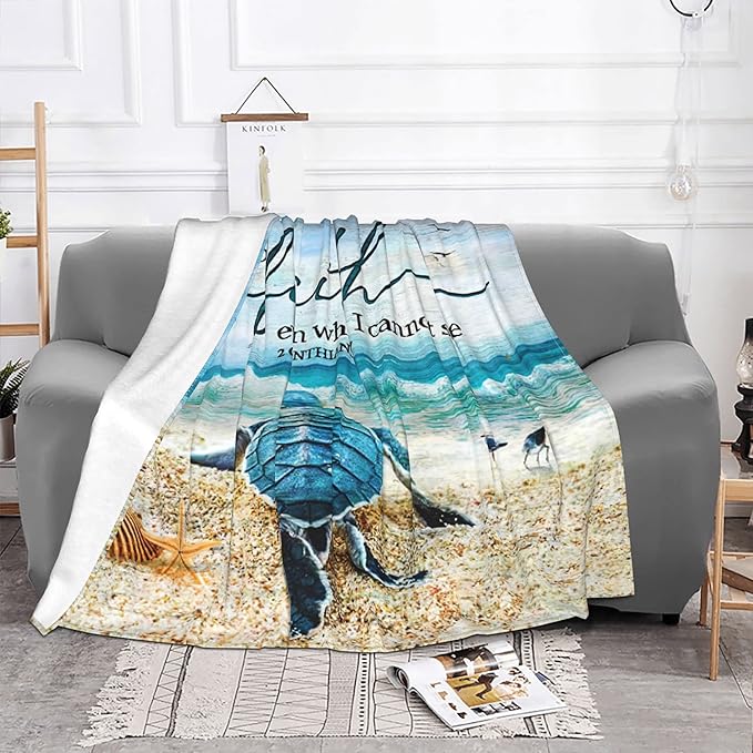 Jinflower Sea Turtle Throw Blanket Turtle Blanket for Kids Adults Super Warm Soft Cozy Plush Fleece Flannel Blanket for Sofa Couch Bed Birthday Gifts Sea Turtle Print Blanket 40"x50"