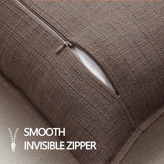 MIULEE Pack of 2 Thick Textured Couch Throw Pillow Covers, Natural Beige Decorative Pillow Covers 22x22, Neutral Linen Cushion Cases for Sofa Bed Living Room Modern Farmhouse Home Decor, No Filling