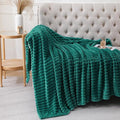 Teal Throw Blanket for Couch Sofa 50x60 inches Striped Fleece Blankets Room Home Decor Lightweight Plush Soft Cozy Gifts for Women Mom Girls