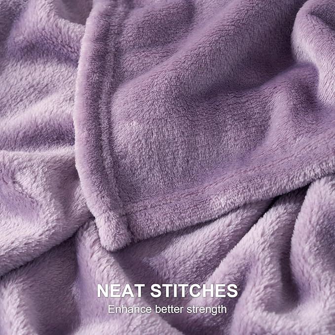 Hansleep Fleece Fog Purple Queen Blanket, Super Soft Flannel Fuzzy Plush Cozy Blanket for All Seasons, Fog Purple, Queen 90x90 Inches