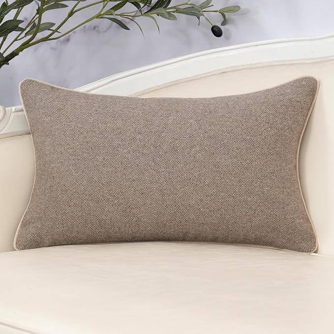 Yangest Neutral Floral Pillow Cover 12 x 20 Inches, Vintage Chenille Rectangle Throw Pillow Cover Soft Decorative Farmhouse Accent Couch Pillow Cover for Living Room Bedroom, Coffee Brown