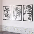 CHENGU 3 Pieces Minimalist Metal Wall Art Decor, Abstract Woman Line Art Wall Decor, Modern Metal Sculpture for Living Room Bedroom Bathroom Apartment Aesthetic Home Decoration