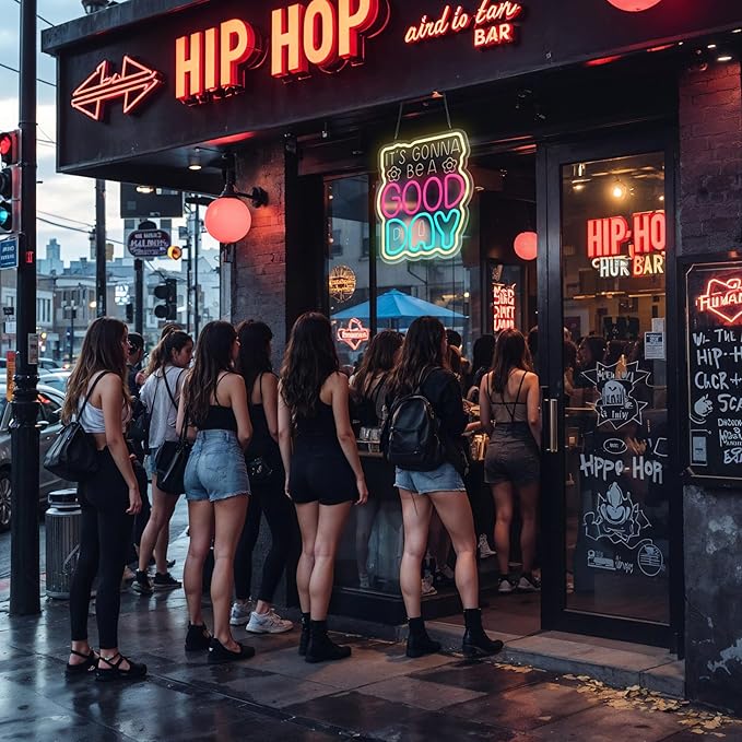 Neon Sign, It's Gonna Be A Good Day Neon Signs for Wall Decor, Dimmable Acrylic Neon Lights for Living Room Bedroom Playroom Restaurant Bar Pub Club Hotel Commercial Streets Party Decorations