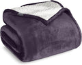 Bare Home Sherpa Fleece Blanket - Twin/Twin Extra Long - Blanket for Bed, Sofa, and Couch - Warm & Lightweight - Fluffy & Soft - Reversible (Twin/Twin XL, Eggplant)