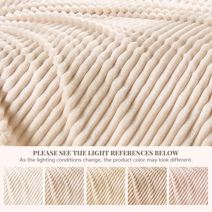 Beige Fleece Throw Blanket for Couch, 320GSM Super Soft Cozy Blanket for Home Decor, Perfect Cozy Gifts for Women Men Gifts, Lightweight All Season Couch Blanket, 50x70 Inches