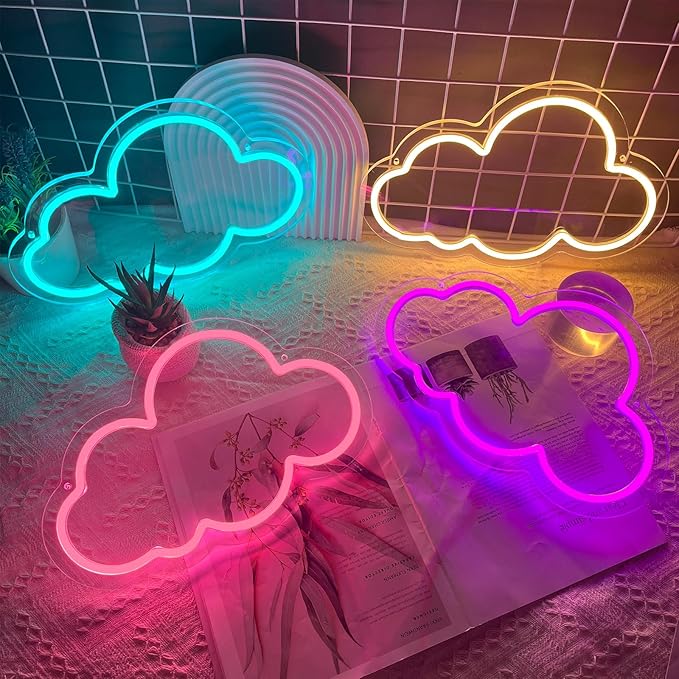 Cloud Neon Sign Cute Blue Clouds LED Light Sign for Wall,13 * 7.9in Dimmable USB Floating Clouds Light Up Sign for Living Room Kid Bedroom Nursery Birthday Christmas Wedding Party decor