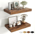 Fun Memories Floating Shelves for Wall - 10 x 16 Floating Shelf - Rustic Wood Storage Shelf - Wall Shelves with Invisible Bracket - 16" Bookshelves for Living Room & Bedroom - Rustic Brown - Set of 2