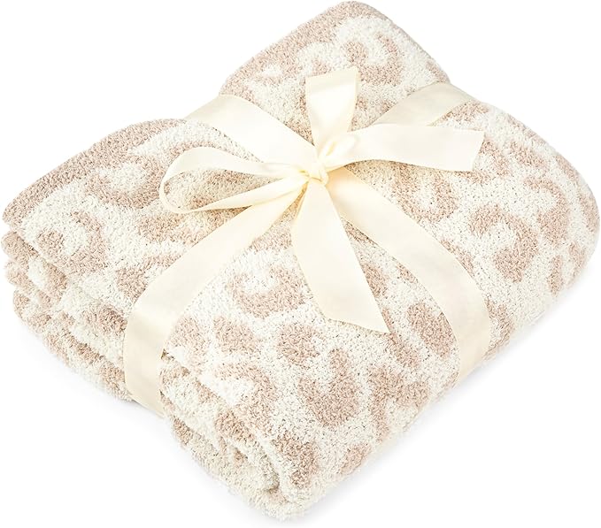 PAVILIA Super Soft Leopard Throw Blanket for Couch, Fluffy Cozy Lightweight Beige Cheetah Blanket, Fuzzy Warm Knit Blanket for Bed Sofa, Tan, 60x80