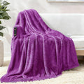 Exclusivo Mezcla Plush Fuzzy Fleece Throw Blanket Extra Large, Super Soft, Fluffy and Warm Blankets for Couch, Bed, All Season (Purple, 50x70 inches)