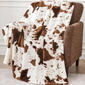 Cow Print Blanket 60"x80", Ultra Soft Flannel Cow Throw Blanket for Couch Bed and Travel, Cow Print Throw Blankets for Bed, All Seasons Blanket 60"x80" (Light Brown)