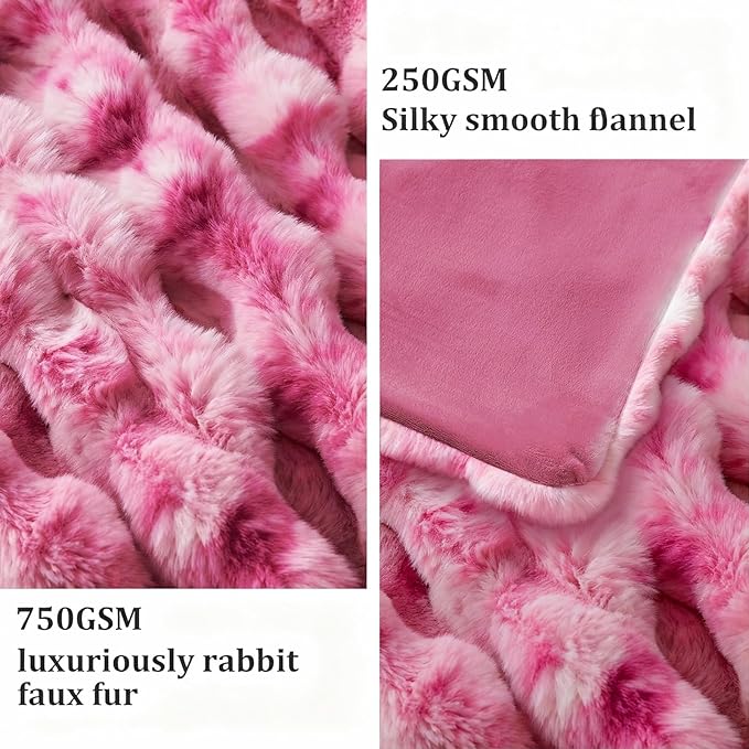 Faux Fur Twin Blanket for Couch, 1000 GSM Cozy Fuzzy Fluffy Soft Plush Thick Bubble Sherpa Blanket for Sofa Bedroom Living Room, Mothers Day Birthday Gifts for Women Home Decor