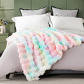DREAMNINE Large Colorful Soft Fluffy Bubble Faux Rabbit Fur Blanket Queen Size 80" x 90", Luxury Double Sided Big Thick Fuzzy Bed Blankets, Cute Warm Cozy Plush Comfy Furry Blanket for Winter, Rainbow