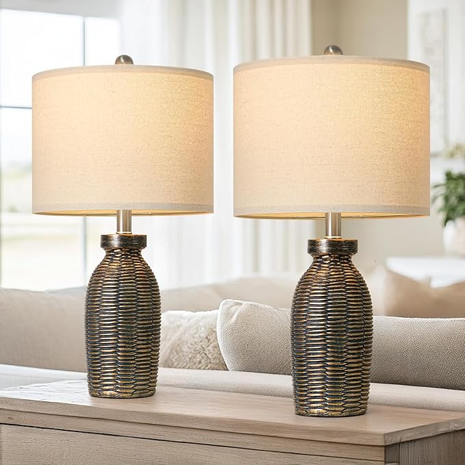 22.75" Table Lamps for Living Room Small Lamps for Bedroom Bedside Lamps Set of 2 Boho Lamps for Night Stands Nightstand Lamp Farmhouse Vintage Rustic Modern Side End Table Lamp Light Home Deco Gifts