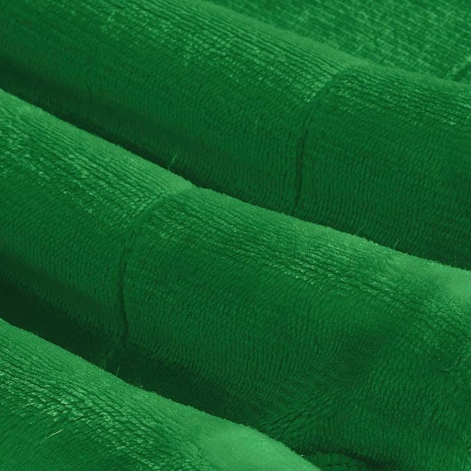 Elegant Comfort Ultra Soft Reversible Flannel Sherpa Blanket - Cozy Silky Fleece Throw for Couch, Bed - Plush Fuzzy Warm Winter Blanket for Gift, King, Emerald Green