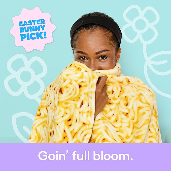 Cozy Concepts Co. Ramen by Relatable, Viral Trend Inspired, Looks Like a Giant Bowl of Ramen Noodles to Wrap Yourself Up In, Easter Gift for Kids & Teens, Easter Basket Filler, Large 65” Throw Blanket