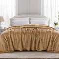 TOONOW Fleece Bed Blanket King Size 90x108 inches, Super Soft Fluffy Fuzzy Plush Blanket Geometric Pattern Cozy Microfiber Flannel Blankets for Couch, Bed, Sofa, Camel