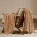 PHF 100% Cotton Waffle Weave Throw Blanket, Soft Lightweight Breathable Cozy Throws for Couch Bed Sofa, Luxury Aesthetic Blanket Gift for Home Decor & Office, 50"x60", Clay
