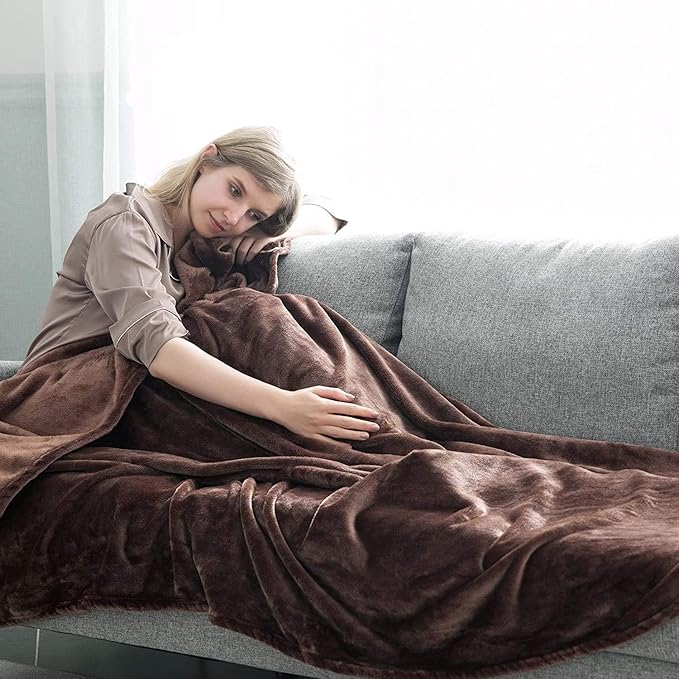 IR Imperial Rooms Fleece Blanket - Super Soft Fluffy Throw Blanket for Sofa and Bed - Warm and Cozy Lightweight 400 GSM Microfiber Bed Throws Blankets, 50x60 Inches (Throw/Travel, Coffee)