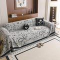 HANDONTIME Couch Cover for Dogs Washable Bird Floral Pattern Slipcovers for Couches and Sofas Grey Sofa Covers with Black Jacquard Flower Chenille Couch Cover Blanket Pet Friendly, 71" X 150"