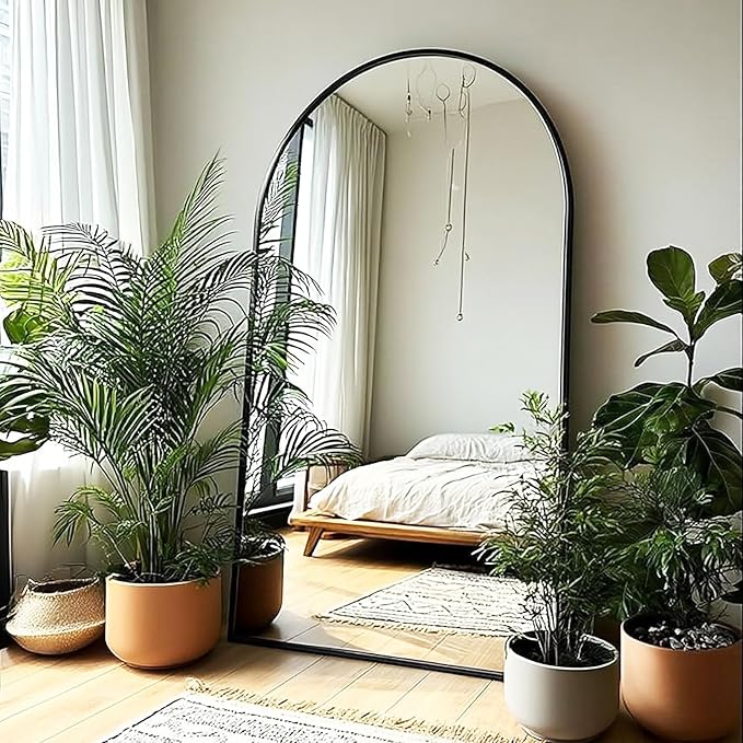 Arch Mirror Full Length,Floor Length Mirror,Arched Floor Mirror,76''x34'' Wall Mirror Full Length,Oversized Floor Mirror,Bedroom Mirror Full Length,Black Floor Mirror Living Room Cloakroom