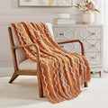 BOURINA Fluffy Chenille Knitted Fringe Throw Blanket Lightweight Soft Cozy for Bed Sofa Chair Throw Blankets, Orange 50" x 60"