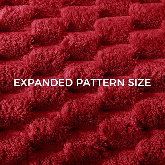 Whale Flotilla Throw Blanket for Couch with Jacquard Pattern, Fuzzy Soft Cozy Exquisite Blankets for All Season, Warm and Fluffy, 50x60 Inch, Red