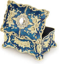 Hipiwe Vintage Jewelry Box, Small Enameled Trinket Box Organizer Rectangular Treasure Chest Box Jewelry Decorative box Keepsake Gift Box Case for Women,3.7x 2.7x 2 inch