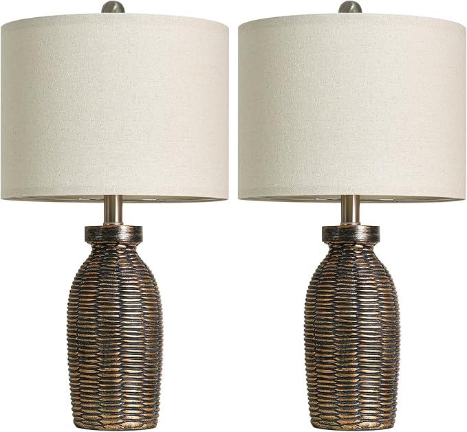 22.75" Table Lamps for Living Room Small Lamps for Bedroom Bedside Lamps Set of 2 Boho Lamps for Night Stands Nightstand Lamp Farmhouse Vintage Rustic Modern Side End Table Lamp Light Home Deco Gifts