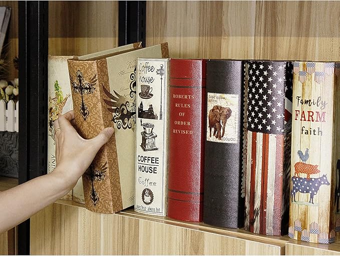 PACOLO Decorative Book Boxes, Faux Wood with Magnetic cover Storage for Hidden Jewelry, Money, and Cash (Lunar Eclipse)