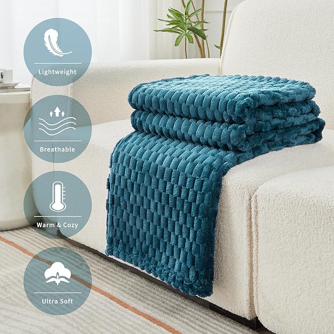 FY FIBER HOUSE Oversized King Blanket 120" x120" Seamless Extra Large Bed Blanket 10' x 10' Super Soft Plush Fuzzy Huge Blankets for Couch Office Sofa, Storm Blue