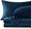 BEDELITE Flannel Sheets Full Size Navy - Super Soft Fleece Sheets Set Fluffy Extra Plush, 4 Piece(Include Fitted Sheet, Flat Sheet, 2 Pillowcases)
