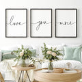 Heiple Love You More Sign Set of 3 Framed Above Bed Wall Decor Farmhouse Bedroom Decor Wood Art Rustic Master Bedroom Essentials Home Wall Decoration (Black, 16"x24")