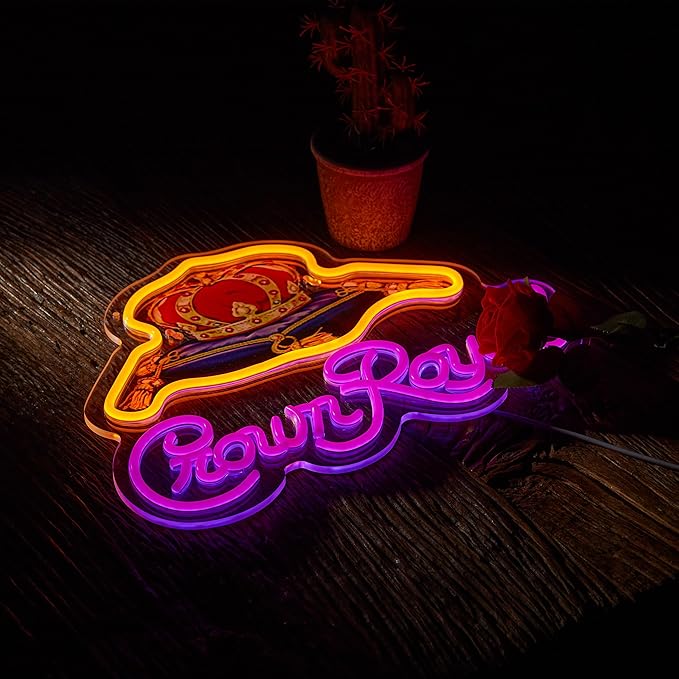 Neon Sign for Wall Décor Crown Art Neon Light Whiskey LED Signs with Dimmer for Man Cave Beer Bar Decor(17x13inch)