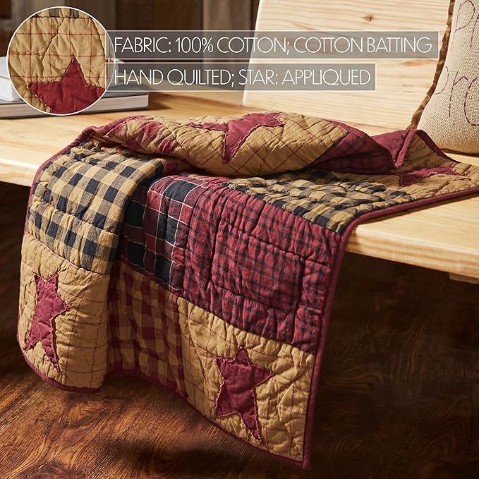 VHC Brands Connell Quilted Lap Throw 30Wx30L, Bedroom and Living Room Decor, Blanket, Cotton, Connell Collection, Square 30x30, Burgundy