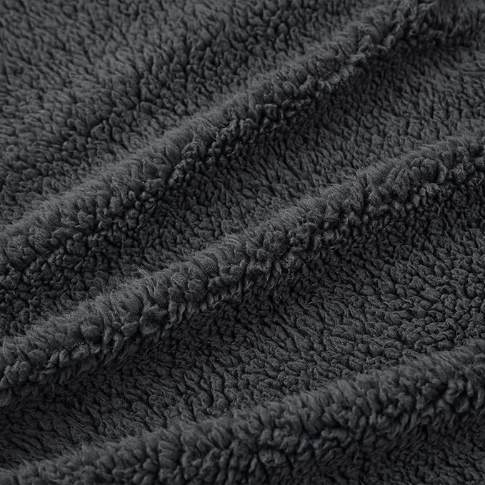 Whale Flotilla Faux Fur Sherpa Throw Blanket for Couch Sofa, Cozy Reversible Fuzzy Fluffy Plush Throws for All Season, Warm and Soft, 50x60 Inch, Grey