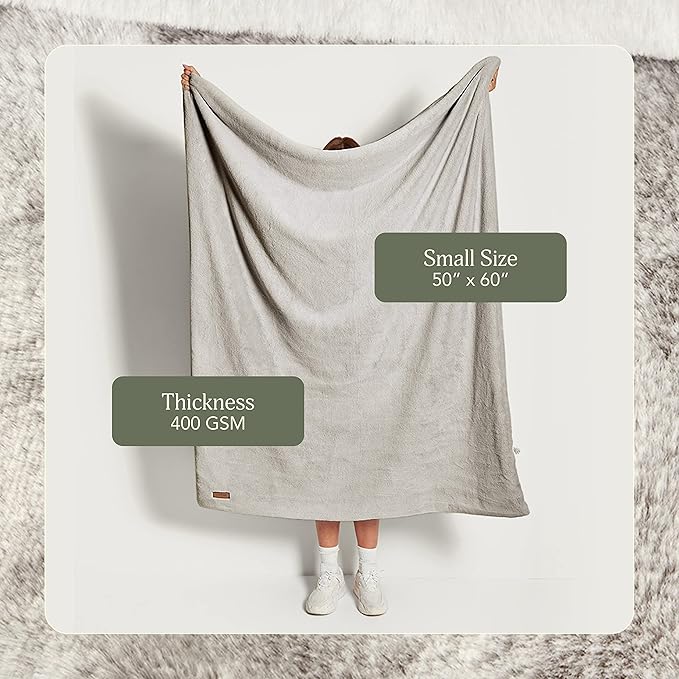 UnHide Lil’ Marsh Faux Fur Blanket - Lightweight, Soft Throw Blanket - Machine Washable - Ideal for Bed, Couch, or Reading Chair- Small (50" x 60") Greige