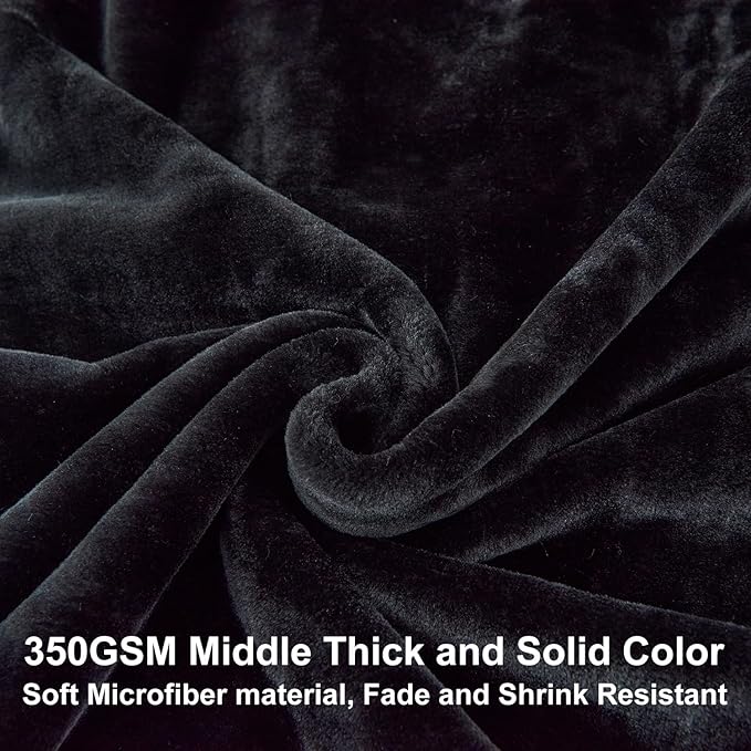 JYK Fleece Plush Blanket 4.4 LB, 1 Ply, Korean Mink Blanket King 85" x 95" - Super Soft and Warm, Lightweight and Cozy Fuzzy Solid Color Fleece Blanket for Bed, Black