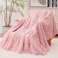 Super Fuzzy Soft Fleece Sherpa Weighted Blanket 15 lbs for Adults, 3D Imitation Turtle Shell Luxury Weighted Throw for Better Sleep, Dual Sided Cozy Heavy Blankets for Couch Bed, Pink, 48" x 72"