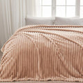 NEWCOSPLAY Super Soft King Blanket Taupe Premium Silky Flannel Fleece 3D Ribbed Jacquard Lightweight Bed Blanket All Season Use (Taupe Ribbed, King(90"x110"))