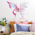Large Inspirational Butterfly Wall Decals Stickers, Motivational Saying Positive Peel and Stick Wall Art Decals for Women Girls Bedroom Living Room Office(Pink)