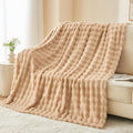 NEWCOSPLAY Twin Blanket for Couch Brown Super Soft Flannel Fleece 3D Bubble Lightweight Bed Blanket All Season Use (Brown, Twin(60"x80"))