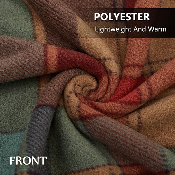 forestfish Fleece Wearable Blanket Oversized, Comfy Lightweight Lap Blanket Poncho Throw with Buttons, 63“x 55”(Multicolor)
