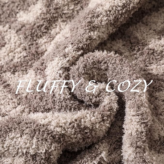 bearberry Fuzzy Leopard Knitted Throw Blanket Soft Cozy Warm Microfiber Blanket for Couch Sofa Bed Travel (Linen/Warm Gray, 51"x70")