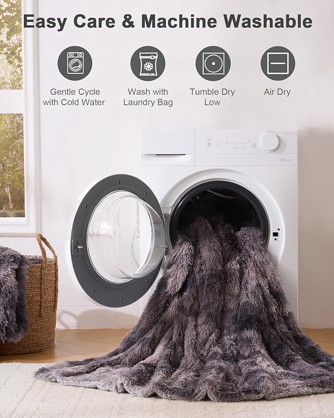Super Soft Fluffy Faux Fur Throw Blanket for Couch, Fuzzy Sherpa Fleece Cozy Warm Gifts for Women, Room Decor Christmas Plush Thick Throw for Men, Minky Teen Gifts Winter Bedding, 50" x 60"