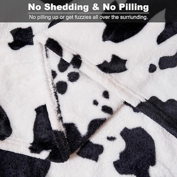 Viviland Fleece Blanket King Size Cow Print - 280GSM Lightweight Soft Fuzzy Cozy Plush King Blanket for Bed, 90x108 inches