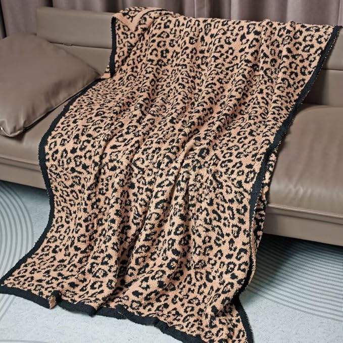 Ultra Soft Leopard Throw Blanket, Cozy Warm Reversiable Luxury Fluffy Blanket Throw Cheetah Blanket Leopard Pattern Throw for Couch Bed Sofa, 51x63 inches, Black Brown