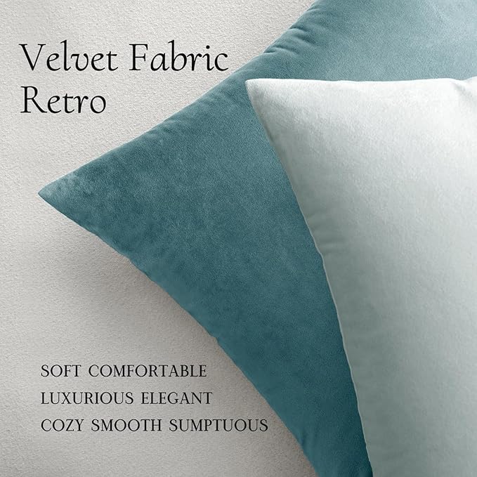 MIULEE Velvet Throw Pillow Covers 16x16 Inch, Pack of 2 - Baby Blue, Soft Solid Decorative Pillow Covers Cushion Cases Modern Luxury Home Decor for Spring Couch Sofa Bedroom Livingroom