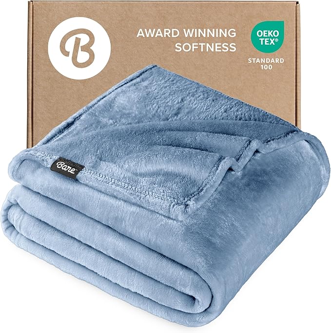 Bare Home Fleece Blanket - Full/Queen - Ultra-Soft Lightweight for Bed, Sofa, and Couch - Luxury Microplush - Cozy Warm Blanket (Full/Queen, Coronet Blue)