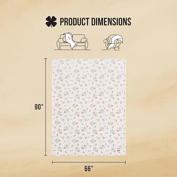Lucky Brand Daisy Ivory Floral 66"X90" Cozy Plush Blanket - Premium Microfiber Throw for Luxurious Comfort and Style Twin/Twin XL Size