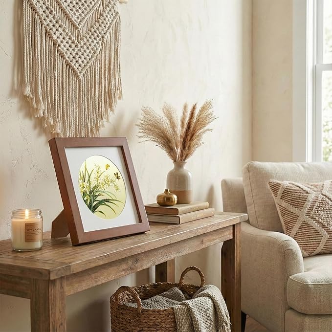 Newscz Framed Wall Art 8.3x8.3 Inch Modern Home Decor for Living Room Bedroom Wall Decor Above Bed & Office Aesthetic Gallery Wall Frame Set Farmhouse & Art Deco Decor Dining Room Kitchen Wall Decor (H-D03)
